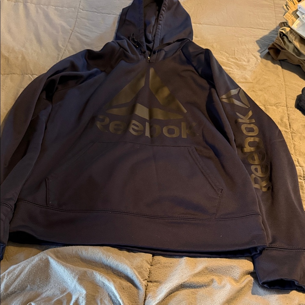Reebok Dark Blue Pullover Hoodie with Logo